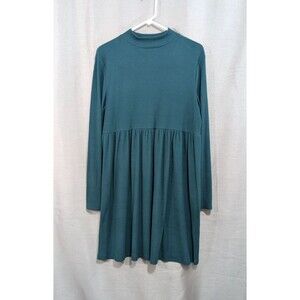 So Junior XXL Dress Mock Turtleneck Green Ribbed Babydoll Christmas Holiday Cozy